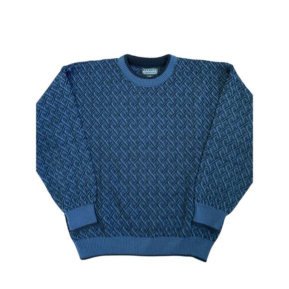 VTG Jantzen Classics Black Blue 90's Y2K Diamond Grandpa Sweater Size Large - Picture 4 of 9